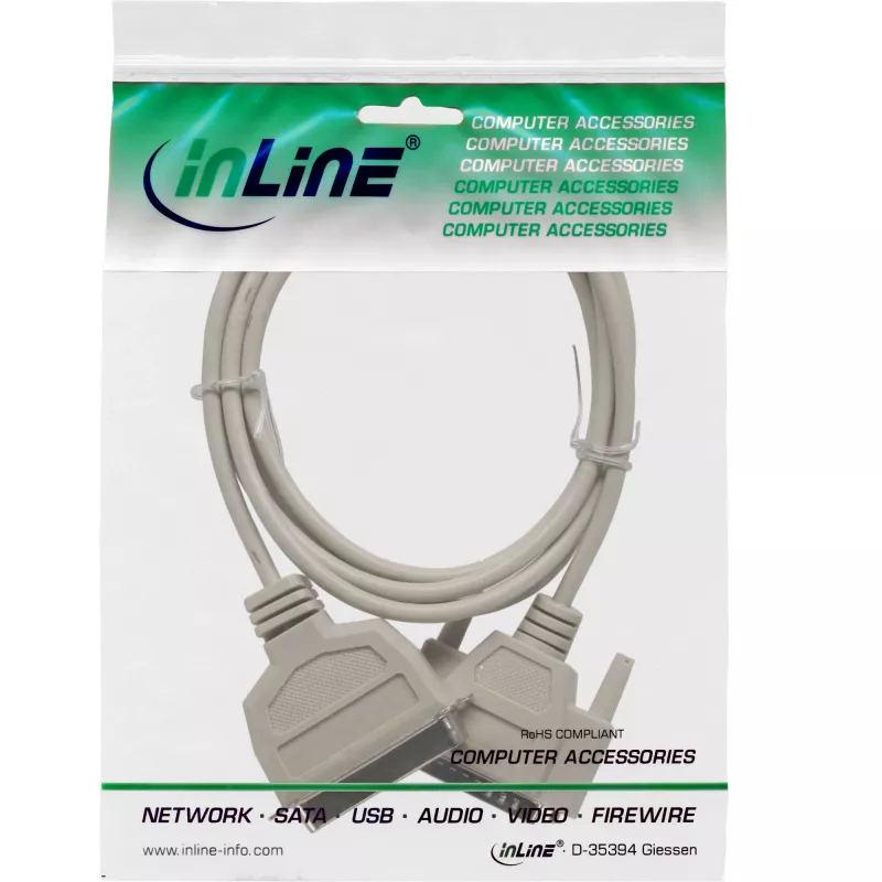 InLine spausdintuvo laidas dvikryptis 25 kontaktų D-Sub į 36 kontaktų Centronics 5 m