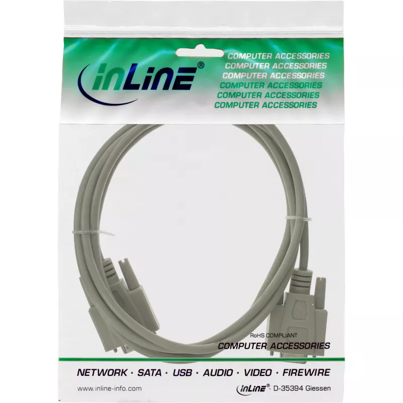 „InLine“ nuoseklusis ilgintuvas, 9 kontaktų kištukas / lizdas, formuotas, 1:1 priskyrimas, 5 m