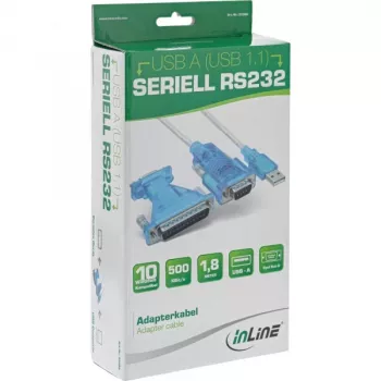 InLine USB į nuoseklųjį adapterio kabelis USB Type A kištukas / DB9 kištukas 1,8 m