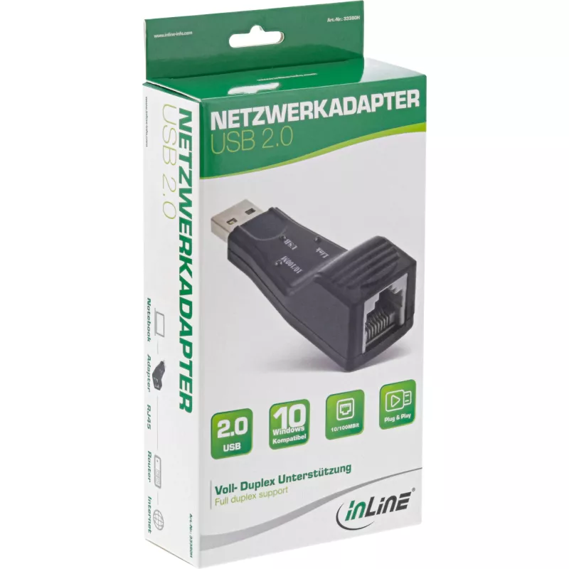 InLine USB 2.0 tinklo adapteris 10 / 100 MBit