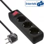 InLine kištukinis lizdas, 3 krypčių įžeminimo kontaktas CEE 7/3, su jungikliu, juodas, 5 m