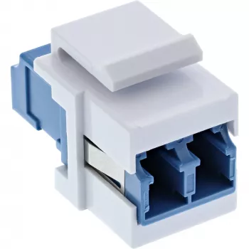 InLine FO Keystone Snap-in adapteris baltas, duplex LC/LC, SM, keraminė įvorė, mėlynas