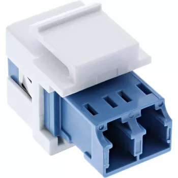 InLine FO Keystone Snap-in adapteris baltas, duplex LC/LC, SM, keraminė įvorė, mėlynas