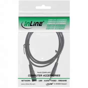 InLine DC ilgintuvas, DC kištukas/lizdas 5,5x2,1 mm, AWG 18, juodas 1 m