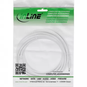 InLine DC prailginimo laidas, DC kištukas/lizdas 4,0x1,7 mm, AWG 18, baltas 5 m
