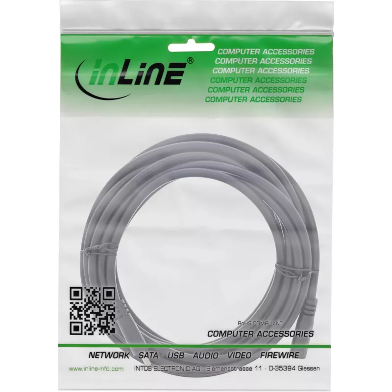 InLine DC ilginamasis kabelis, DC kištukas/lizdas 3,5x1,35mm, AWG 18, juodas 5m