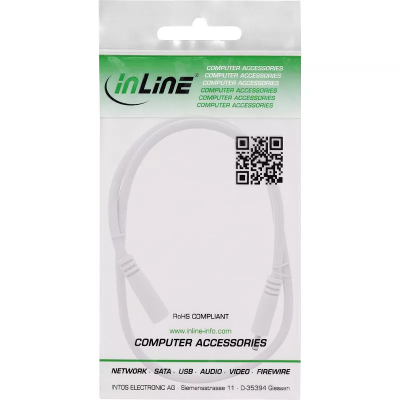 InLine DC ilginamasis laidas, DC kištukas/lizdas 3,5x1,35 mm, AWG 18, baltas 1 m