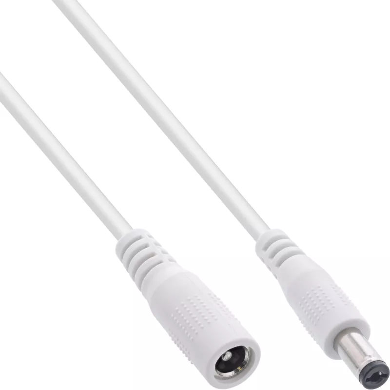 InLine DC ilgintuvo kabelis, DC kištukas/lizdas 5,5x2,1 mm, AWG 18, baltas 2 m