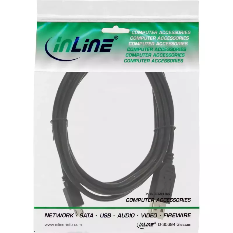 InLine Micro USB 2.0 kabelis USB Type A kištukas / Micro-B kištukas, juodas, 1,8 m