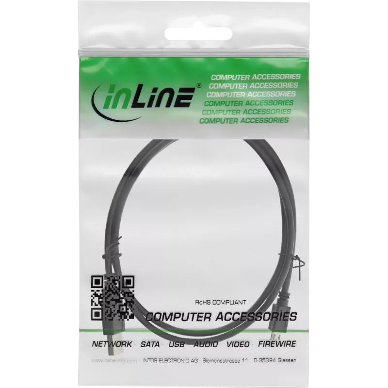InLine Micro USB 2.0 kabelis USB A tipo kištukas / Micro-B kištukas, juodas, 1 m