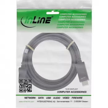 InLine DisplayPort į HDMI konverterio laidas, 4K/60Hz, juodas, 7,5m