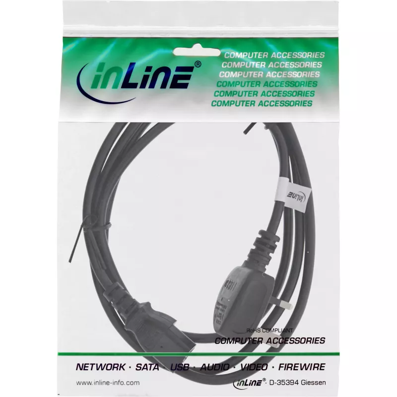 InLine maitinimo laidas, Angliškas kištukas / 3 kontaktų IEC C13 kištukas, 1 m