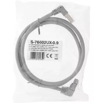 InLine komutacinis kabelis dvišoniai žemyn kampu, S/FTP (PiMf), Cat.6, 250 MHz, PVC, varis, pilkas, 1,1 m