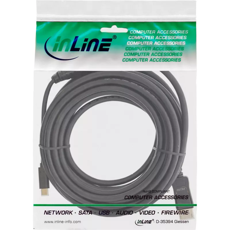 InLine USB Display kabelis, USB-C kištukas į DisplayPort kištuką, 5 m