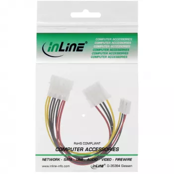 InLine vidinis maitinimo Y laidas 1x 5,25 col. Molex / 1x 5,25 col. Molex + 1x 3,5 col. diskelių