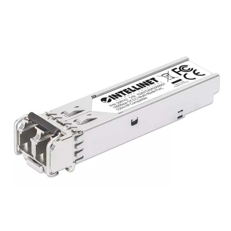 Intellinet siųstuvo-imtuvo modulis, optinis, Gigabit, Fiber SFP Mini-GBIC, 1000Base-SX, LC, 550 m, 850 nm