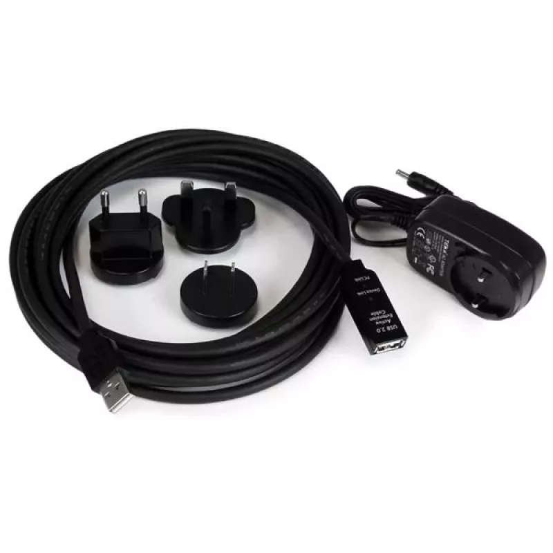 StarTech.com 5m USB 2.0 aktyvus ilginimo laidas - V/M, 5 m, USB A, USB A, USB 2.0, Kištukas/Lizdas, Juoda