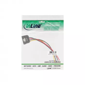 InLine SATA maitinimo adapterio laidas 4 kontaktų Molex / 15 kontaktų SATA su skląsčiu 0,30 m