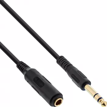 InLine ausinių ilginamasis laidas 6,3 mm stereofoninis M/F, paauksuotas, juodas, 3 m