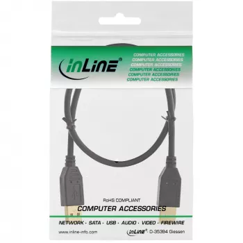 InLine USB 2.0 laidas, AM/AM, juodas, paauksuoti kontaktai, 2 m