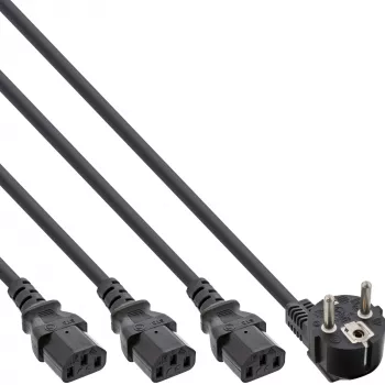 “InLine” Y maitinimo laidas 1x CEE 7/7 kampinis / 3x 3 kontaktų IEC C13 kištukas, v3 (2m+1/3/2m)