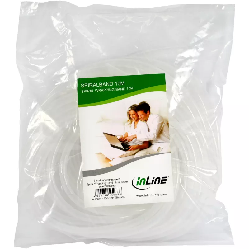 Spiralinė juosta 10 m, 16 mm skersmuo, balta – InLine