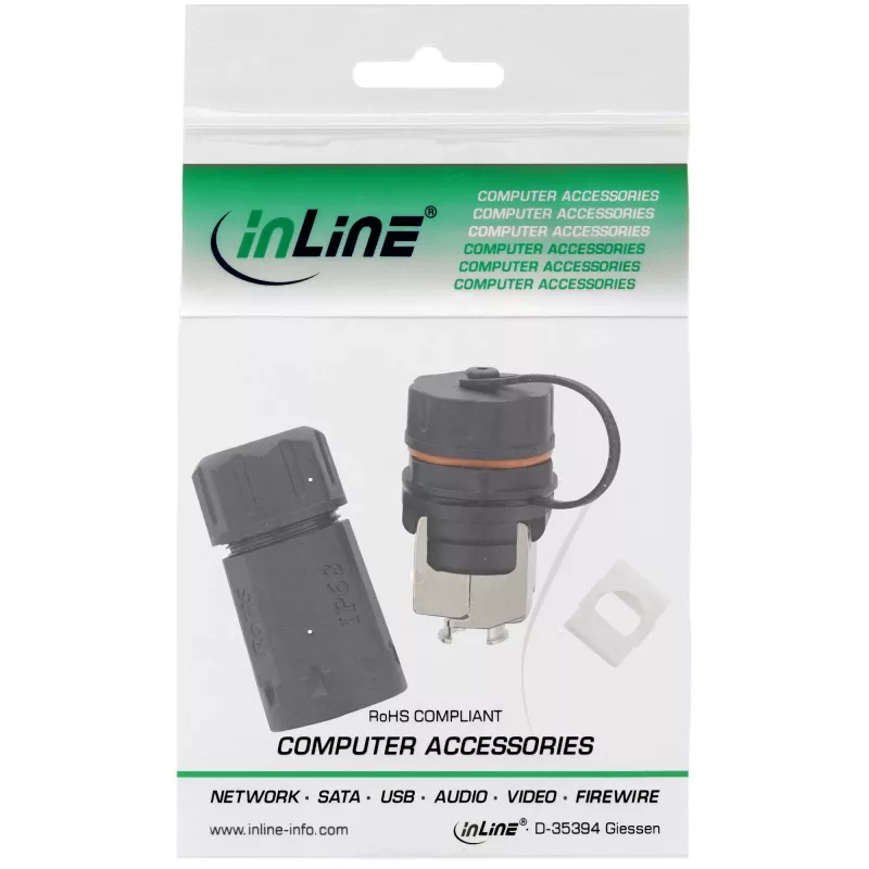 InLine Cat.6A movos komplektas, atsparus vandeniui IP68, 2x RJ45 F/F, 1:1