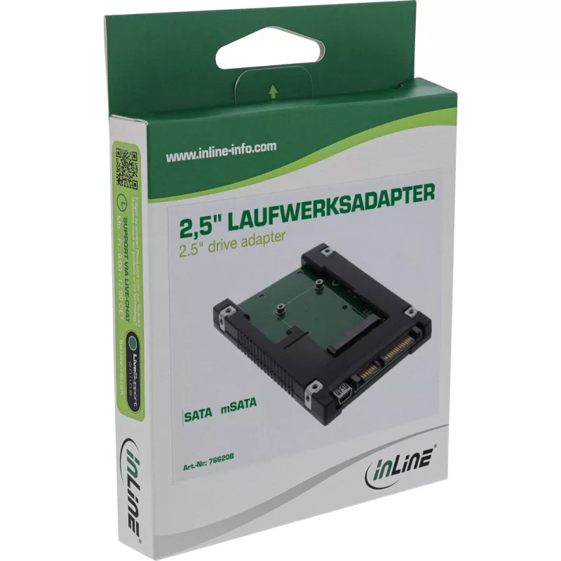 InLine Drive Adapter 2.5 col. SATA į mSATA SSD 76620B Juoda