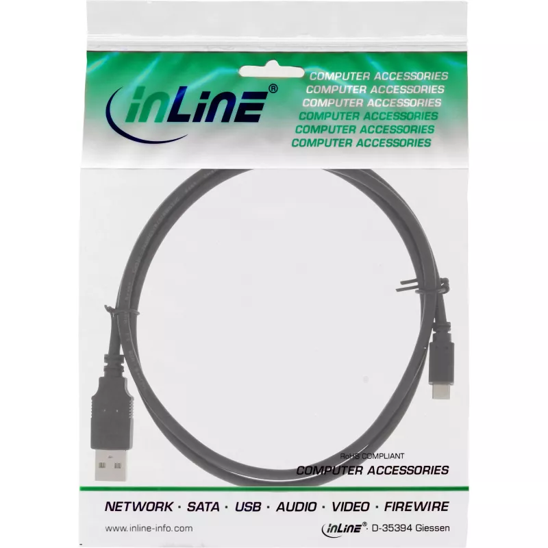 InLine Micro USB 2.0 greitojo įkrovimo kabelis USB A tipo kištukas / Micro-B kištukas, 1,5 m