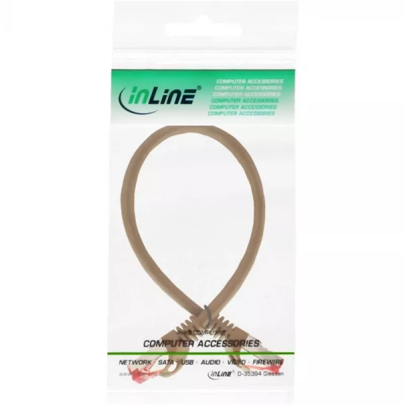 InLine komutacinis kabelis S/FTP PiMF Cat.6 250MHz PVC varinis rudas 0,25 m