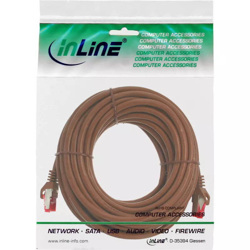 InLine komutacinis kabelis S/FTP PiMF Cat.6 250MHz PVC varis rudas 15m
