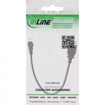 InLine USB 2.0 laidas A lizdas / Mini 5 kontaktų kištukas 0,2 m, 0,2 m, Mini-USB B, USB A, USB 2.0, Kištukas/Lizdas, Juodas