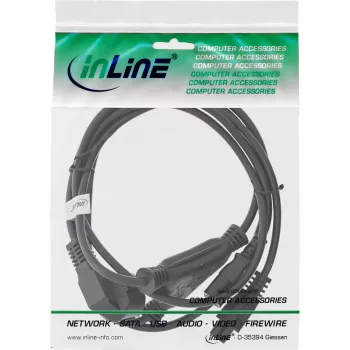 InLine Y maitinimo kabelis CEE 7/7 kištukas kampinis / 3 kontaktų IEC C13 ir C5 kištukai, 2 m