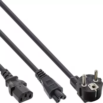 InLine Y maitinimo kabelis CEE 7/7 kištukas kampinis / 3 kontaktų IEC C13 ir C5 kištukai, 2 m