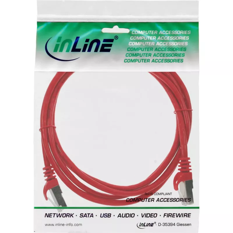 InLine Patch Cable F/UTP Cat.5e raudonas 0,5 m