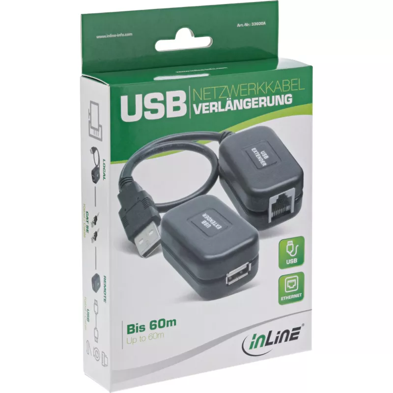 InLine USB ilgintuvas iki 60 m per RJ45 komutacinį kabelį Cat.5e ar geresnį