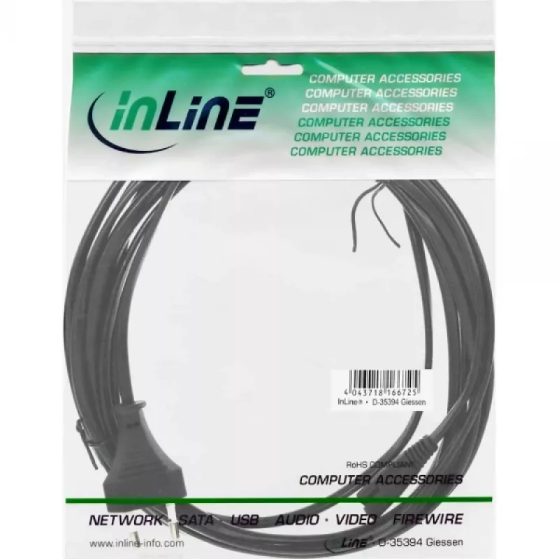 InLine maitinimo laidas, Euro kištukas / Euro8 kištukas, juodas, 5 m