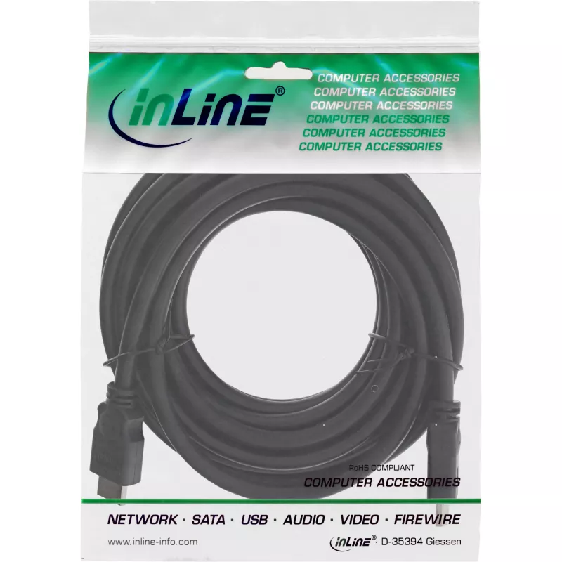 HDMI laidas High Speed vyriškas / vyriškas juodas 5 m InLine 17605E