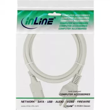 InLine maitinimo kabelis, CEE 7/7 tiesus / 3 kontaktų IEC C13 kištukas, pilkas, 1,5 m