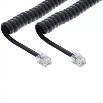 InLine Telefono spiralinis laidas RJ10 4P4C juodas 4m