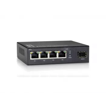 LevelOne 5 prievadų gigabitinio komutatoriaus, 1 x SFP, nevaldomas, Gigabit Ethernet (10/100/1000), pilnas dvipusis ryšys, montuojamas ant sienos