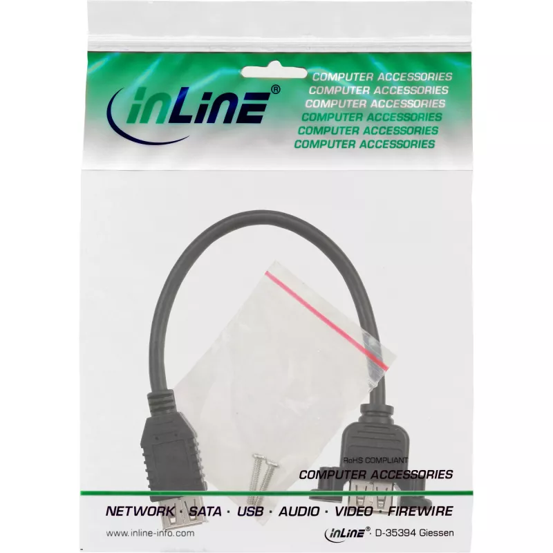InLine USB 2.0 adapterio laidas Type A moteriška / korpuso jungtis Type A, 0,2 m