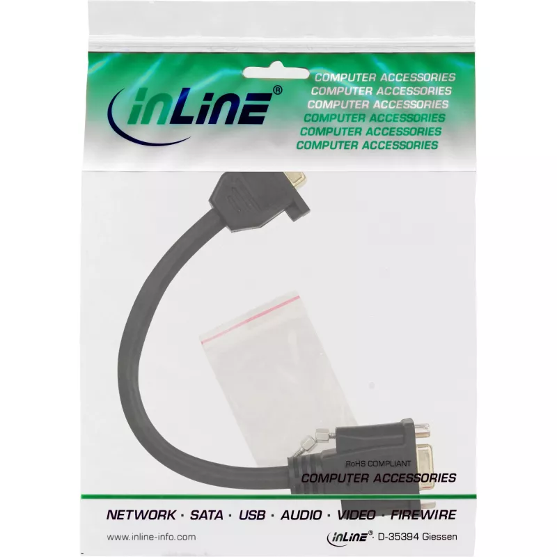 InLine VGA adapterio laidas 15 kontaktų VGA lizdas / lizdas 0,2 m