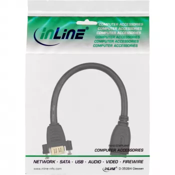 InLine HDMI adapterio laidas Type A moteriška/moteriška su flanšu, paauksuotas, 4K2K, 0,2m