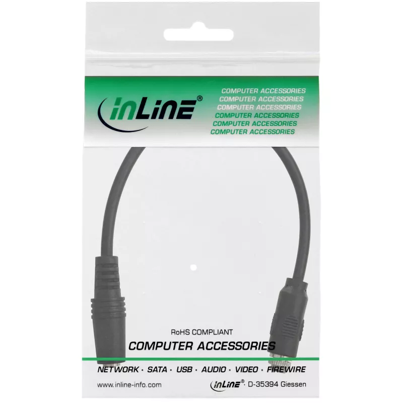 InLine garso adapterio kabelis, 3,5 mm stereofoninė moteriška į moterišką, su vienu sriegiu, 0,2 m