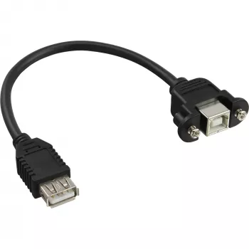 USB 2.0 adapterio kabelis Type A moteriška / korpuso jungtis Type B InLine 33441F 0,2 m