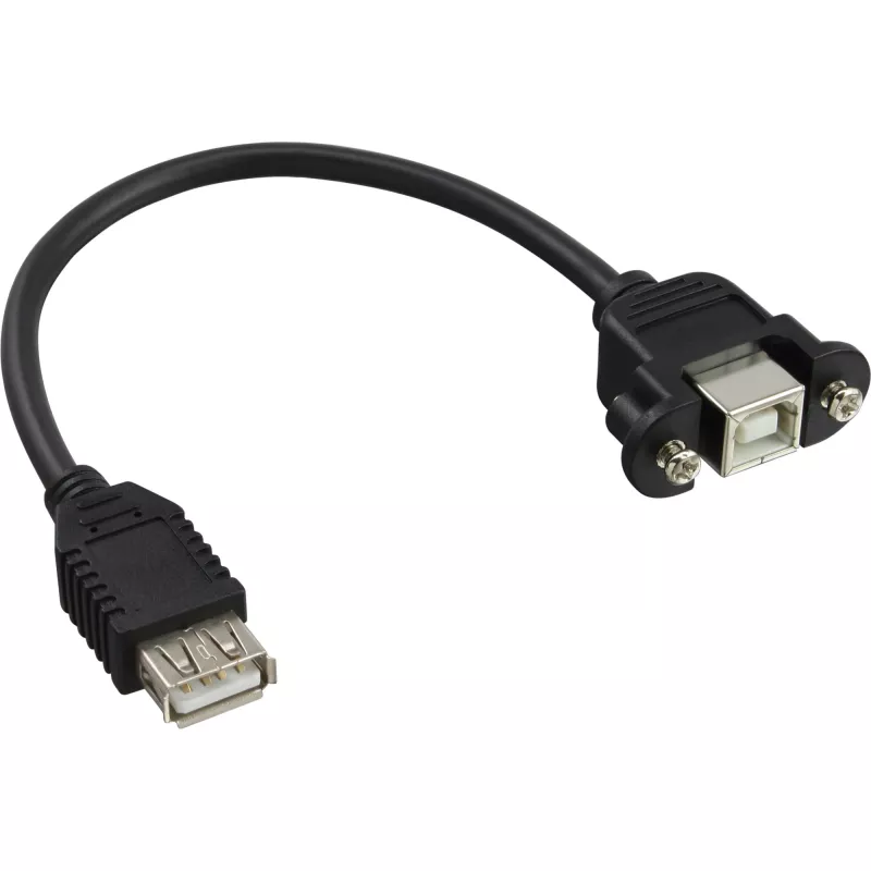 USB 2.0 adapterio kabelis Type A moteriška / korpuso jungtis Type B InLine 33441F 0,2 m