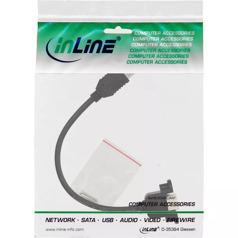 USB 2.0 adapterio kabelis Type A moteriška / korpuso jungtis Type B InLine 33441F 0,2 m
