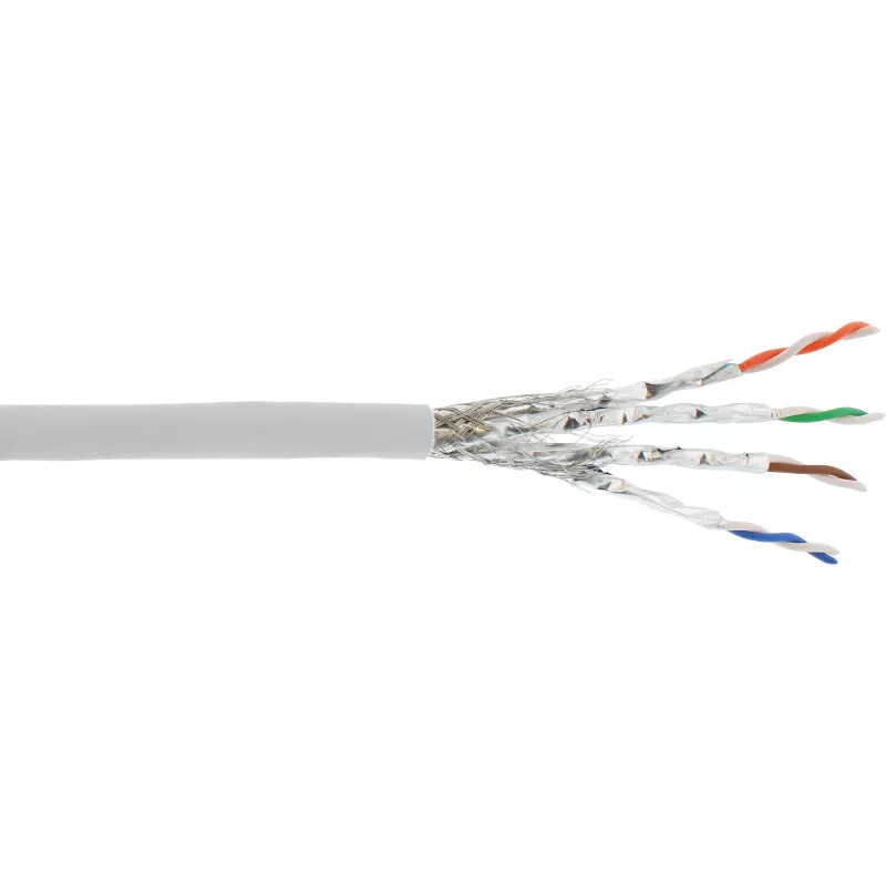 InLine komutacinis kabelis S/FTP PiMF Cat.6A be halogenų 500 MHz baltas 100 m