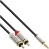 Garso laidas 3,5 mm kištukas – 2x RCA kištukai InLine Basic plonas S-99241